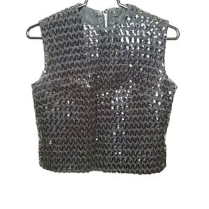 Vintage Parfait Originals, Inc Sleeveless Black Sequin Top | Crop | EUC